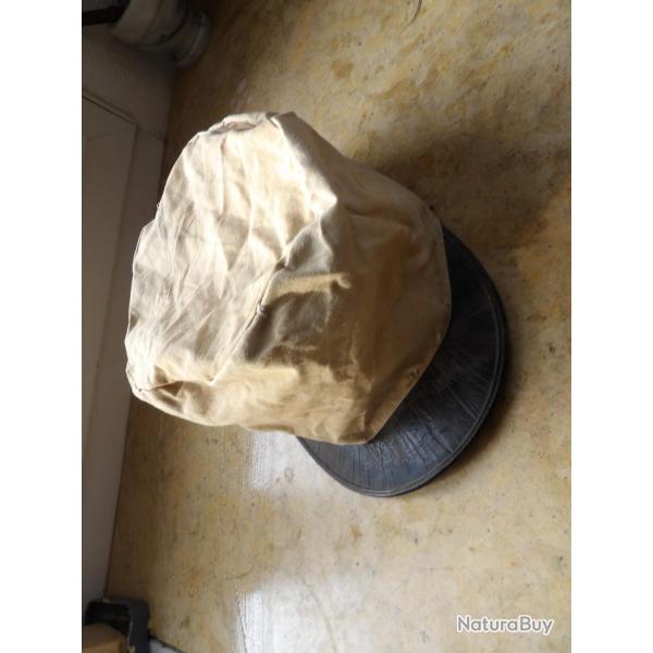 Couvre k�pi beige type r�glementaire Adrian 1940 1944 d�barquement Indochine pas mod post ww2