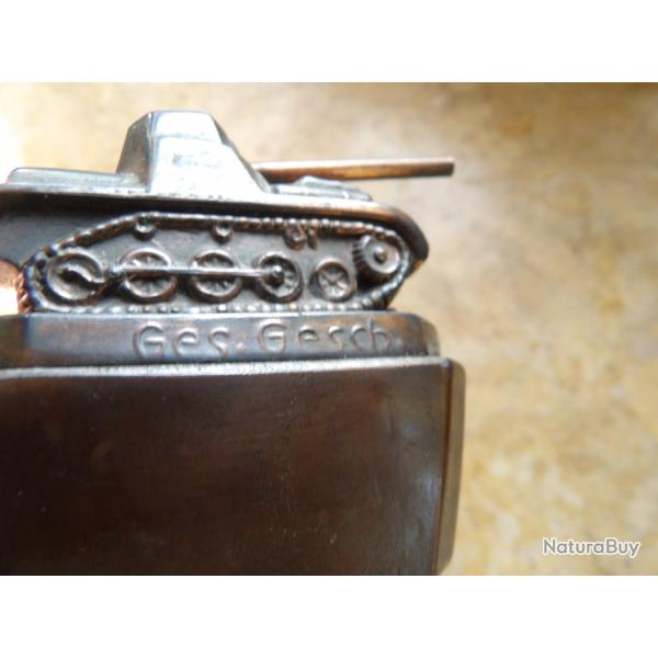 cendrier char panzer Allemand marqu� Ges Gesch R�gul tube laiton 34