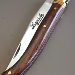 ANCIEN COUTEAU LAGUIOLE, THIERS, XX&egrave;me, manche palissandre, guilloch&eacute;.