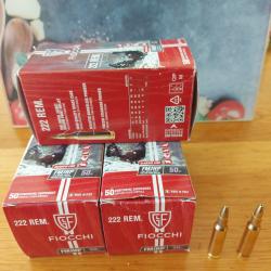 Lot de 117  Fiocchi  Fmjhp 222 rem.50grains. Deux boites neuves plus 17. Livraison dans le prix.