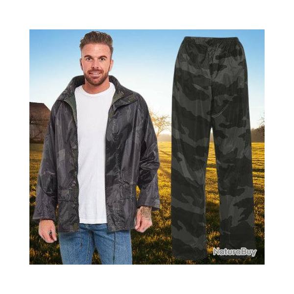 Ensemble veste et pantalon imperm�able  Camouflage Fonc�e