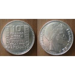 France 10 Francs 1938 Turin Argent Piece Franc