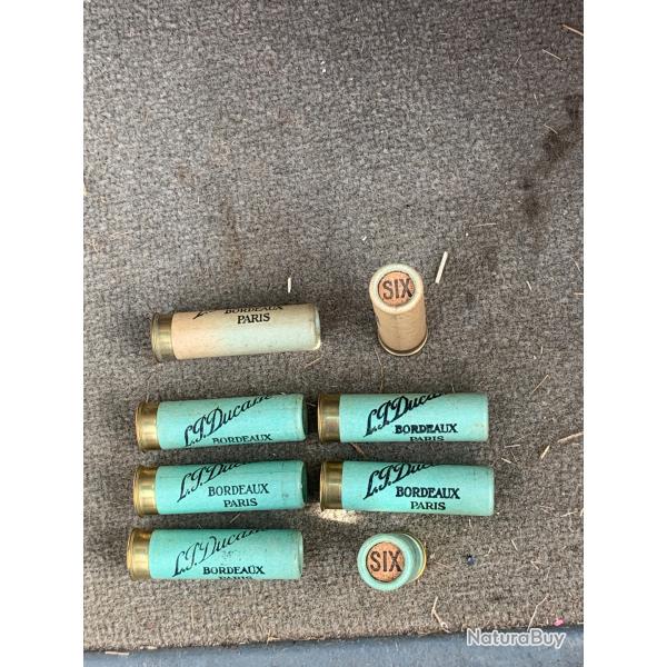 Lot 8 vieilles cartouches en carton cal 20, Ducasse � Bordeaux