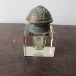 Encrier cubique cristal et bronze 1920-1930