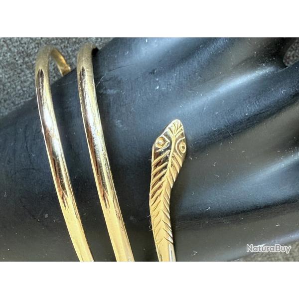 Magnifique bracelet en or massif 18 carats - serpent - jonc