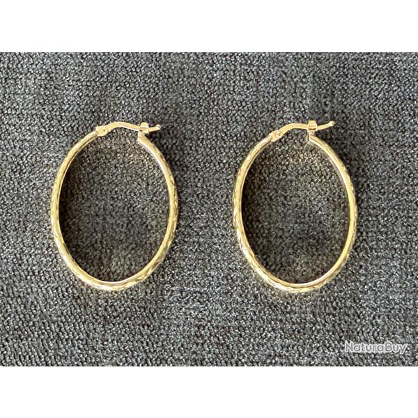 Boucles d'oreilles en or massif 18 carats - cr�oles - dormeuses