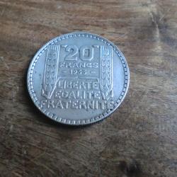 monnaie 20 francs  TURIN   ARGENT  1933