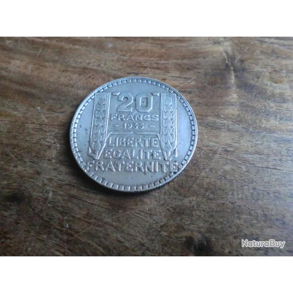 monnaie 20 francs  TURIN   ARGENT  1933