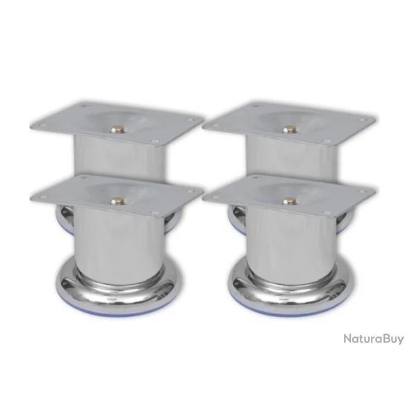 Pieds canap� fer chrom� 60 mm ronds robustes remplacement 4 pcs