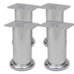 Pieds canap&eacute; fer nickel bross&eacute; 120 mm ronds robustes r&eacute;glables 4 pcs