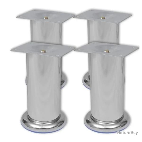 Pieds canap� fer nickel bross� 120 mm ronds robustes r�glables 4 pcs