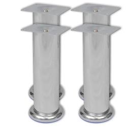 Pieds canap&eacute; fer chrom&eacute; 180 mm ronds robustes stables 4 pcs
