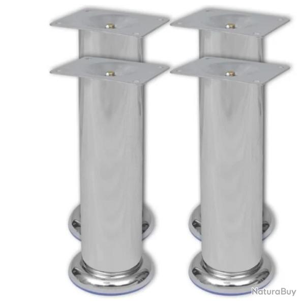 Pieds canap� fer chrom� 180 mm ronds robustes stables 4 pcs