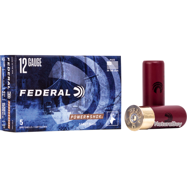 Balles  Federal Power-Shok Rifled Slug Calibre 12/70 Pointe Creuse - 28 grammes