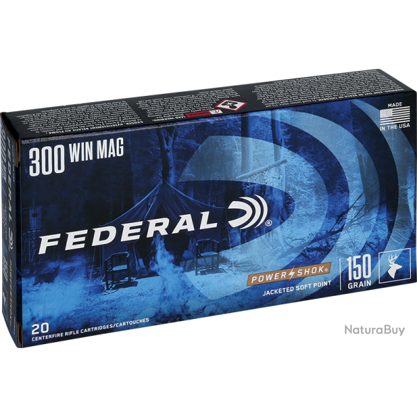 Cartouches Federal Power Shok Calibre 300 Win Mag - 150 grains