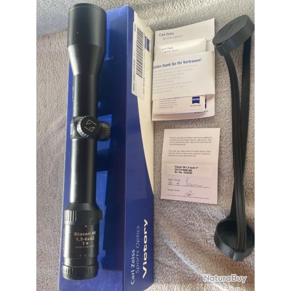 Lunette de chasse Zeiss Victory Diavari M 1.5-6x42 T * avec demi montage EAW