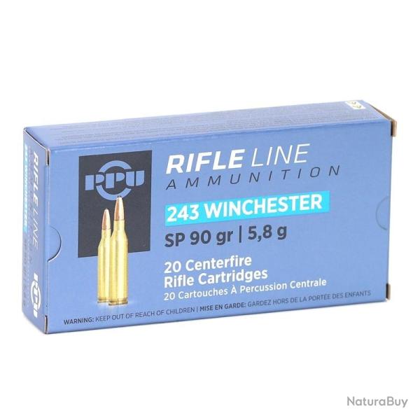 Munitions PARTIZAN calibre 243 Win Softpoint 90gr - 5.8g x20