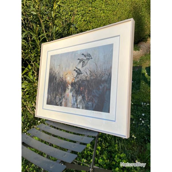 Tableau vol de canards sign� et num�rot� Pierre Letellier