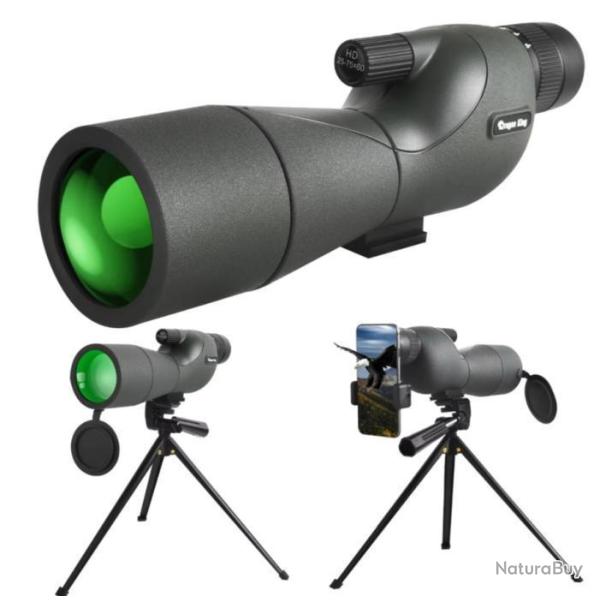T�lescope �tanche 25-75x60 avec tr�pied et support t�l�phone, monoculaire FMC BAK4