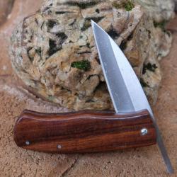 Couteau Pi&eacute;montais Manche Bois Lame Sheepfoot Acier Carbone 1055 Fabrication Artisanale