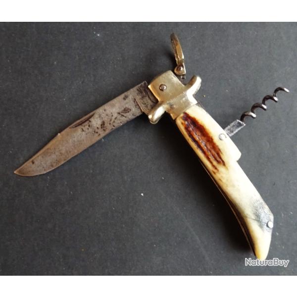 COUTEAU TRES ANCIEN CHASSE� PALANQUILLE  "G.GRAFRATH SOLINGEN" 1930 + TIRE BOUCHON