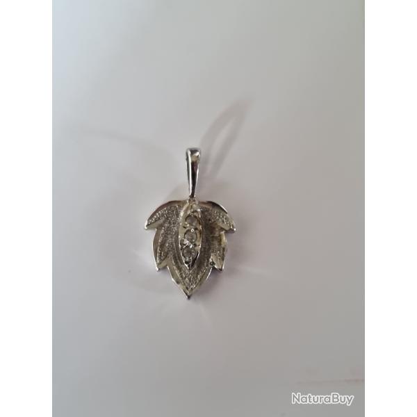 Pendentif Feuille Argent 925 et Zirconium Poin�onn�