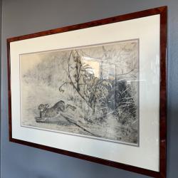 Tableau lapin et chien L&eacute;on Danchin