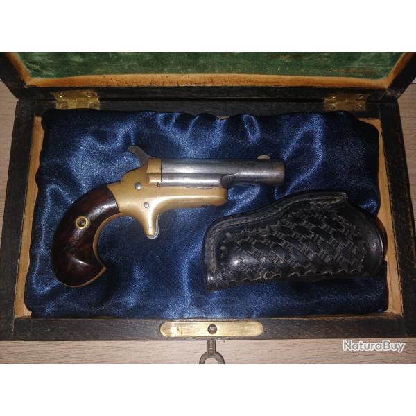 Derringer colt avec son RARISSIME holster basket fabrication colt en coffret ancien