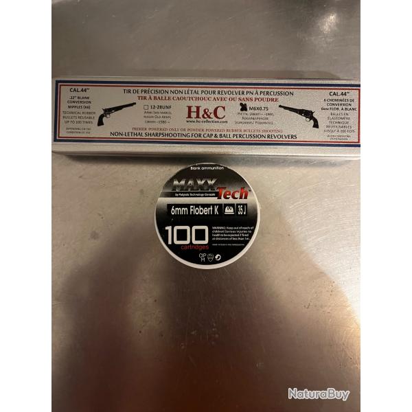 Kit h&c tir r�duit pour remington 1858 cal 44 plus boite de 100 amorces � blanc utilis� 1 fois