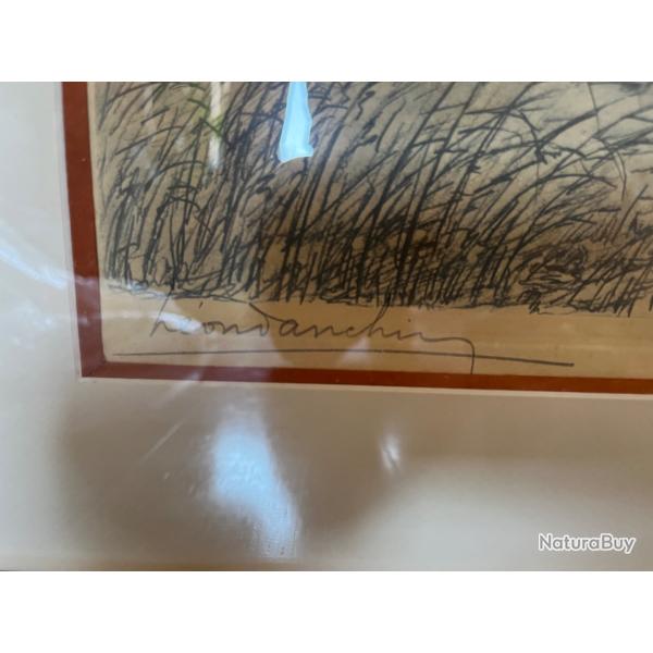 Tableau vol de perdrix L�on Danchin