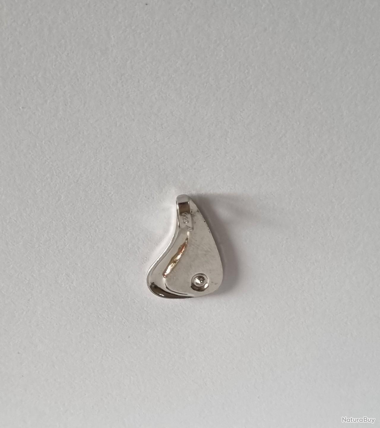 Pendentif Ancien Lettre I - Argent Massif 925 - Zirconium - Occasion