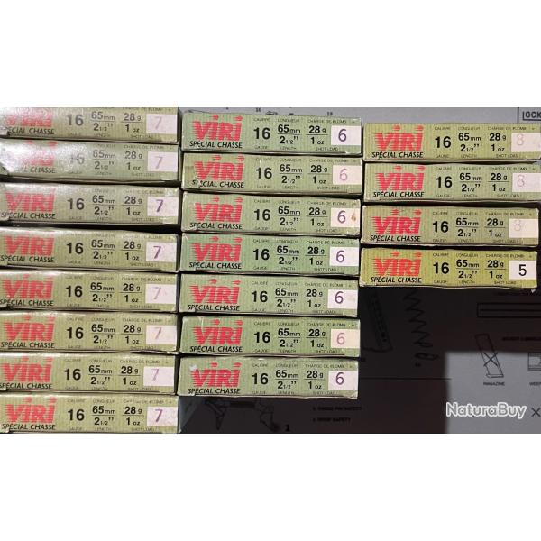 Lot de 19 bo�tes de 10 cartouches VIRI - Calibre 16/65