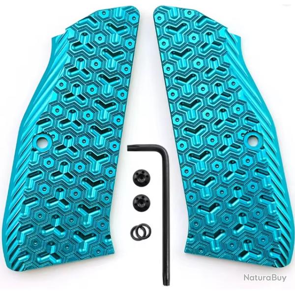Plaquettes poign�es grip Aluminium turquoise - CZ 75 / Shadow 1/2 - Grip Agressif