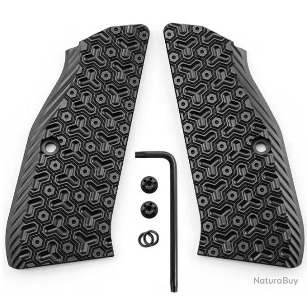 Plaquettes poign�es grip Aluminium noir - CZ 75 / Shadow 1/2 - Grip Agressif