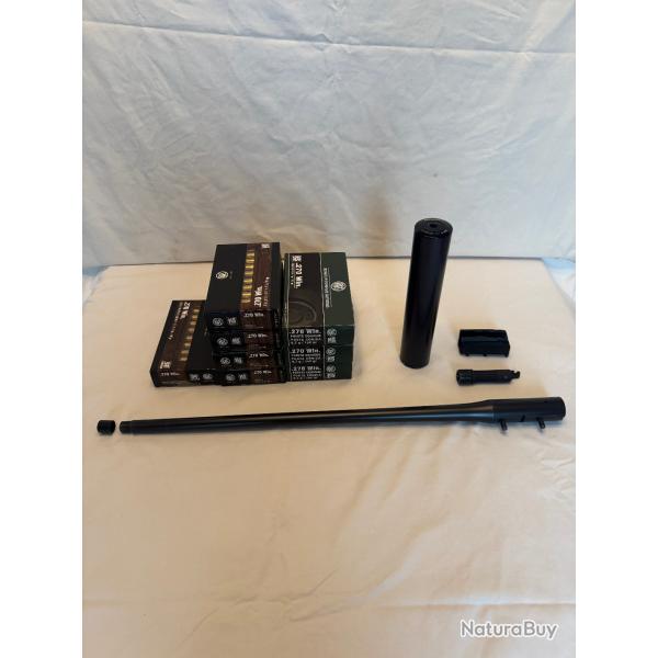 Vds canon R8 Blaser calibre 270 Win., T�te de culasse, Adaptateur chargeur, Silencieux, Munitions