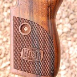PLAQUETTES BOIS POUR PISTOLET MAUSER 1914 - GRIPS A DAMIERS + LOGO MAUSER