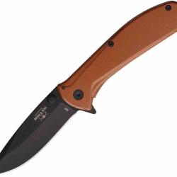 Couteau Bear & Son A/O Lame Acier 440 Satin Manche Acier Finition Copper Linerlock USA BC112ACR