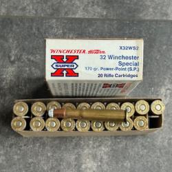 Boite 20 cartouches .32 Winchester Special - marque : Winchester SUPER X - balle Power-Point 170 gr.