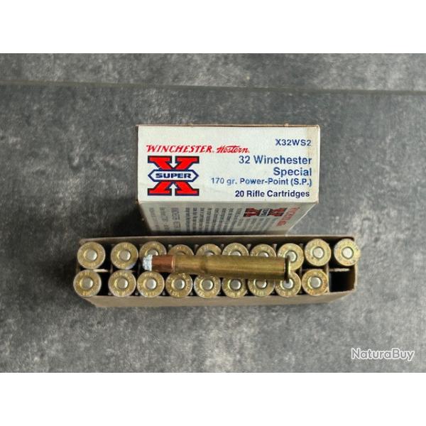 Boite 20 cartouches .32 Winchester Special - marque : Winchester SUPER X - balle Power-Point 170 gr.