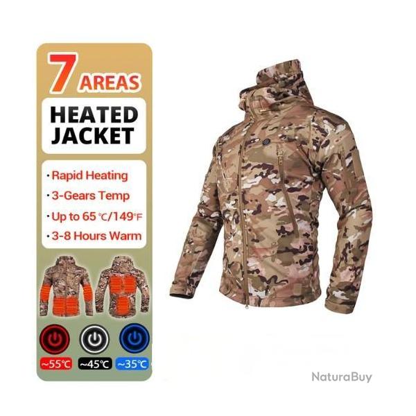 veste chauffante Camouflage avec batterie, pour p�che, chasse, airsoft, camping, observation nature
