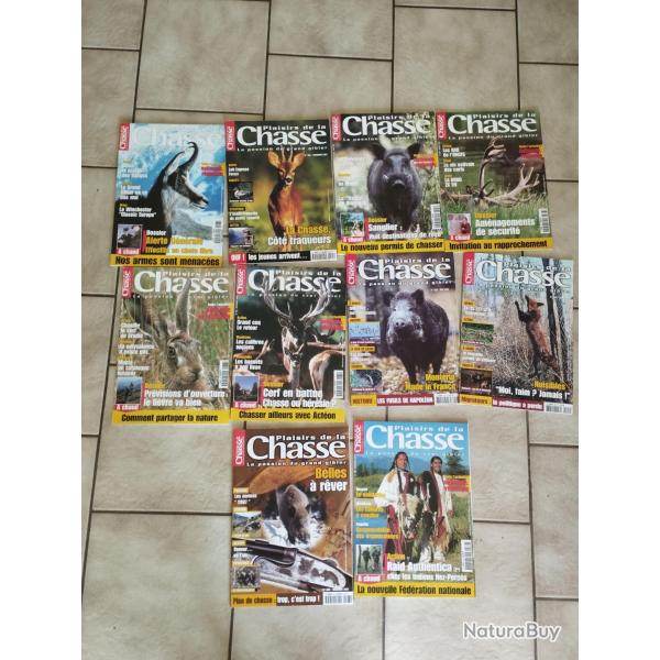 10 MAGAZINES PLAISIRS DE LA CHASSE ANNEES 2000/2001/2002