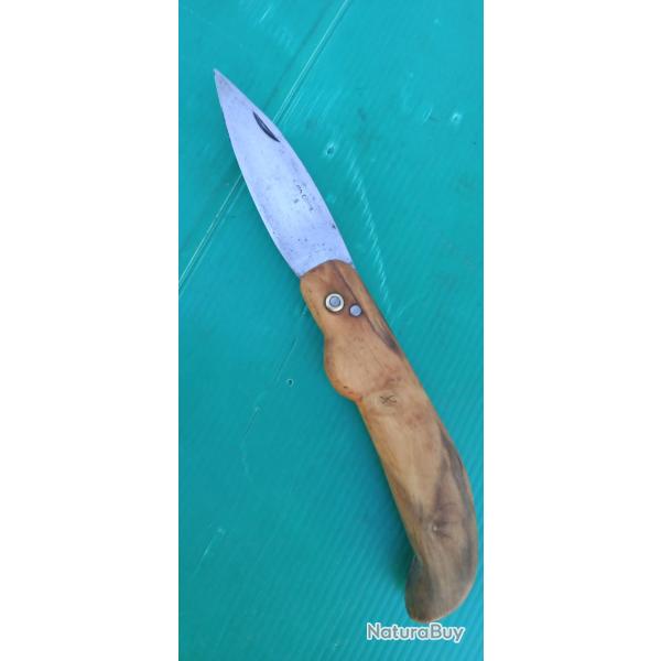 ANCIEN COUTEAU PLIANT  :  GIMEL   MANCHE OLIVIER    .  LA MARQUE AU VIOLON .