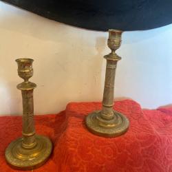 Bougeoirs &eacute;poque empire. &acute;.   En pair&eacute;
