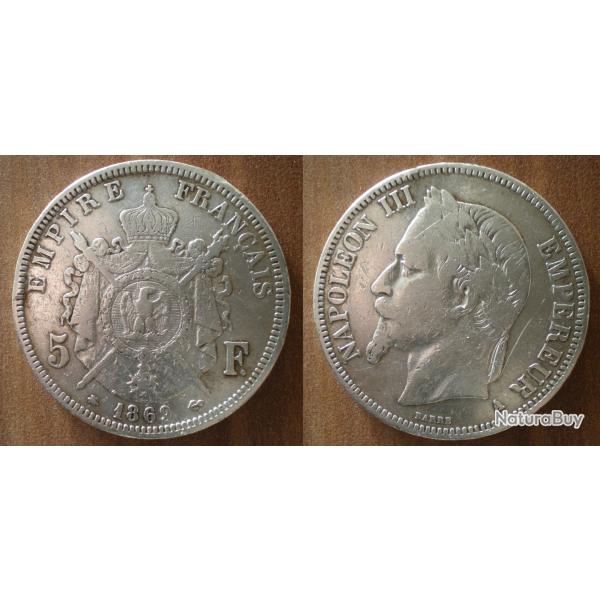 France 5 Francs 1869 A Atelier Paris Piece Argent Ecu Piece Frcs Frs Frc