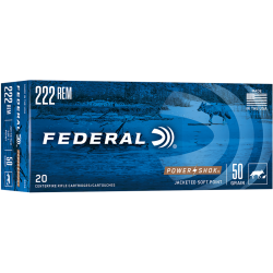 Cartouches Federal Power Shok Calibre 222 Rem 50 Grains