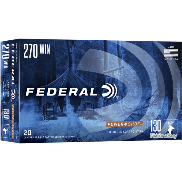 Cartouches Federal Power Shok Calibre 270 Win - 150 grains