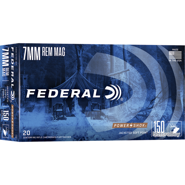 Cartouches Federal Power Shok Calibre 7Mm Rem Mag - 150 grains
