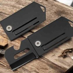 Mini Couteau Dog Tag Cutter Lame Acier Inox Black Manche Acier CN211608BK