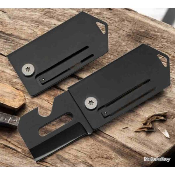 Mini Couteau Dog Tag Cutter Lame Acier Inox Black Manche Acier CN211608BK