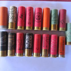 Lot de 17 Cartouches de collection Cal 12 en carton